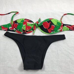 Recco Size Small brazilian bright floral print bikini. New With Tags